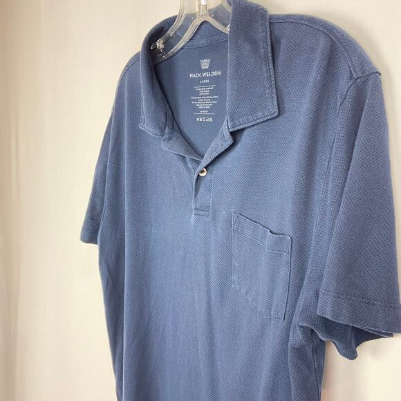 Mack Weldon Vesper Polo Shirt L Navy Blue Mesh Knit FLAW - Picture 8 of 11